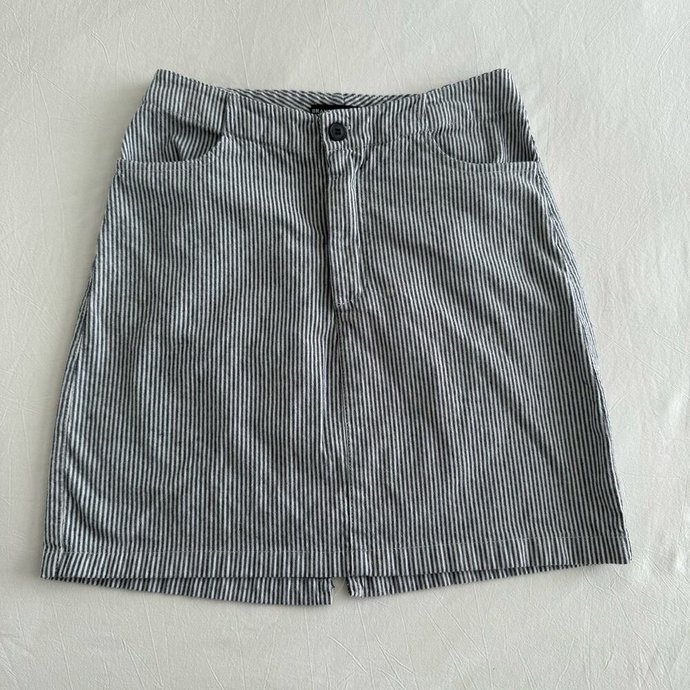 Brandy Melville Womens Blue High-Rise Skirt Striped Seersucker Mini One Size
